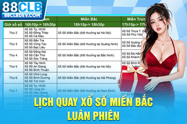 Lịch quay xổ số miền Bắc luân phiên