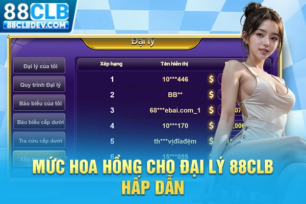 Mức hoa hồng cho đại lý 88CLB hấp dẫn